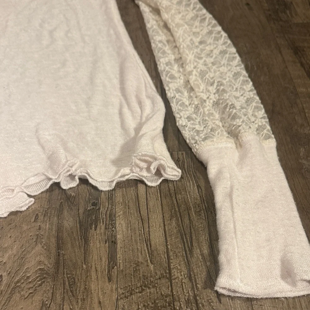Free People Intimately White Boho Lace Detail Blouse - Size M